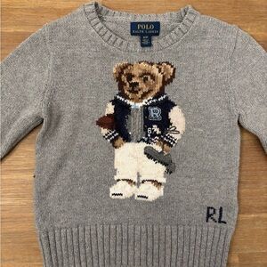 Boys polo bear crochet crew neck sweater